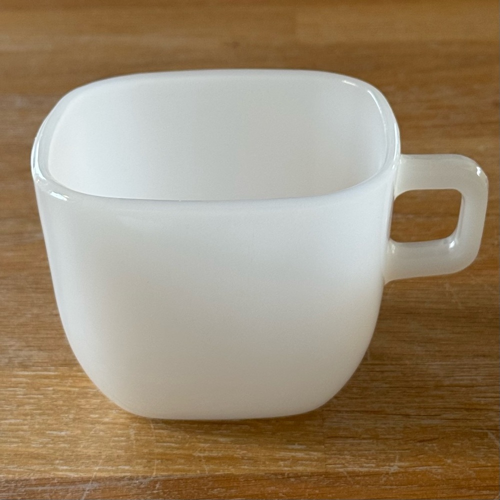Vintage Glasbake Milk Glass Square Mug